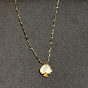 Kate Spade gold logo pendant necklace white mother of pearl jewelry classic new